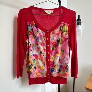 Anthropologie HWR Monogram Watercolor cardigan